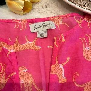 Charlie Paige Pink Coverup with Trendy Gold Leopard Print